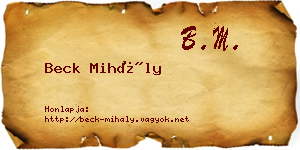 Beck Mihály névjegykártya